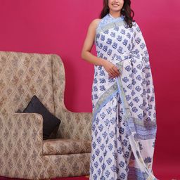 Shivanya Handicrafts Floral Pure Cotton Block Print Saree-17