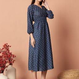 Femvy Print Crepe Fit & Flare Maxi Dress-picture-12