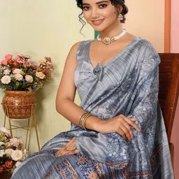 KALINI Floral Bagru Saree-image-34
