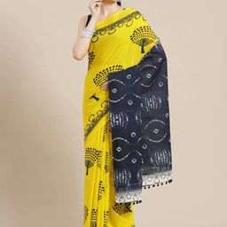 JAIPURI PRINT Floral Pure Cotton Bagru Saree-37
