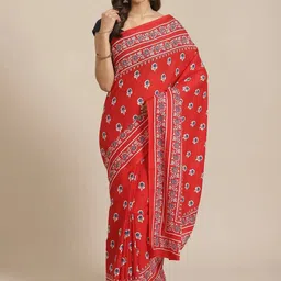 JAIPURI PRINT Floral Pure Cotton Bagru Saree-43
