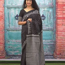 Sanganeri Print Ethnic Motifs Pure Cotton Bagru Saree-image-45