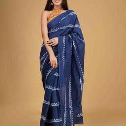 Sanganeri Print Ethnic Motifs Pure Cotton Bagru Saree-image-92