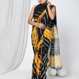 JAIPURI BLOCK PRINT Tie and Dye Mulmul Cotton Bagru Saree-image-74