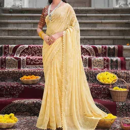 Anouk Floral Beads and Stones Bagru Saree-28