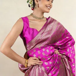 Subham Ethnic Motif Zari Woven Saree with Blouse-picture-44