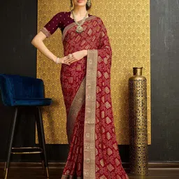 Mitera Bandhani Printed Zari Pure Georgette Saree-22
