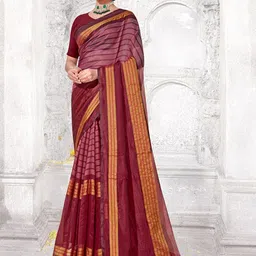 Anouk Striped Zari Khadi Saree-image-47
