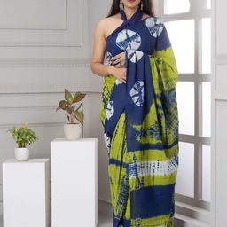 JAIPURI PRINT Tie and Dye Pure Cotton Tassel Saree-image-71
