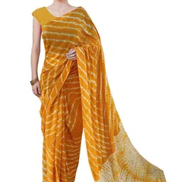 JAIPURI PRINT Tie and Dye Pure Cotton Block Print Saree-3