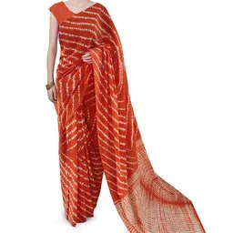 JAIPURI PRINT Tie and Dye Pure Cotton Block Print Saree-32
