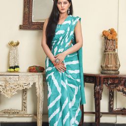 clothonus Tie and Dye Printed Mulmul Cotton Block Print Saree image 1
