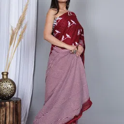 JAIPURI PRINT Kalamkari Pure Cotton Block Print Saree-15