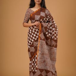 clothonus Geometric Printed Zari Pure Cotton Block Print Saree-image-98