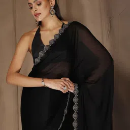 HERE&NOW Beads and Stones Embellished Saree-21
