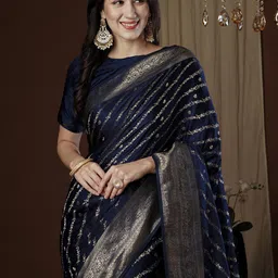 Anouk Ethnic Motifs Zari Satin Saree-image-15