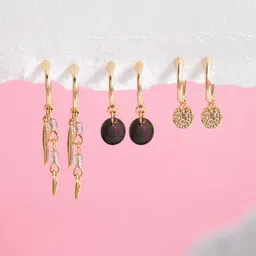 Accessorize Set Of 3 Pearlised Huggie Hoops Earrings-25