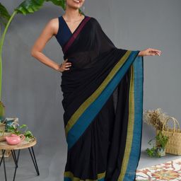 Suta Black Pure Cotton Solid Saree-image-15
