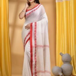 DESH BIDESH Cotton Woven Heart Design Taant Saree-picture-39