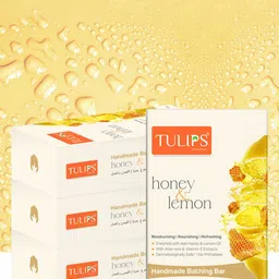 TULIPS Set Of 4 Honey & Lemon Handmade Bathing Bar 125 g Each image 1