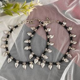 HIGH TRENDZ Silver-Plated Beaded Anklets-image-88