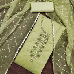MANVAA Embellished Organza Unstitched Dress Material-picture-40