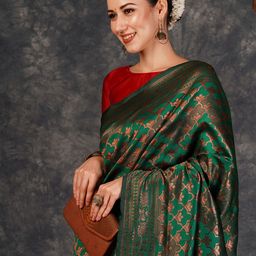 KALINI Ethnic Motifs Woven Design Zari Banarasi Saree-picture-48