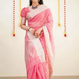 BerMondsey Ethnic Motifs Woven Design Zari Banarasi Saree-image-29