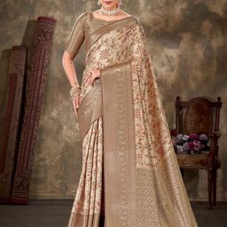 Silk Land Floral Printed Zari Art Silk Banarasi Saree-image-94