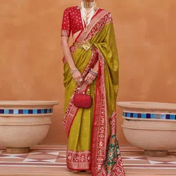 Anouk Ethnic Motifs Woven Design Zari Patola Saree-image-56