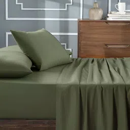 MASPAR 100% Cotton Solid King Size Bedsheet With 2 Pillow Case- 275x275CM-picture-49