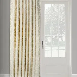 Fabindia Gulmarg White & Beige Printed Cotton Door Curtain-picture-39