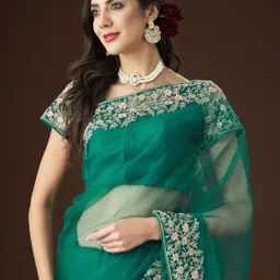 kasee Floral Embroidered Net Saree-picture-13