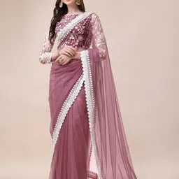 Inddus Embroidered Net Saree image 1