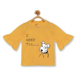 KiddoPanti Girls Orange Graphic Printed T-shirt-image-44