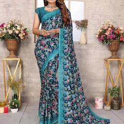 The Textile Hub Printed Saree with Blouse-50