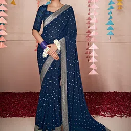 Anouk Floral Printed Woven Design Pure Georgette Saree-image-4
