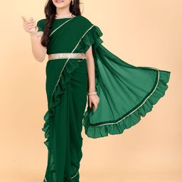 Shrithi Fashion Fab Embroidered Pure Georgette Belted Saree-picture-1