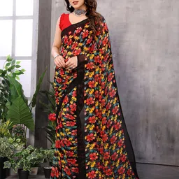 The Textile Hub Floral Printed Pure Georgette Saree-image-63