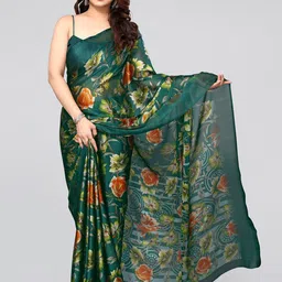 KALINI Floral Poly Chiffon Saree With Blouse Piece-image-68