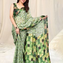 KALINI Floral Printed Poly Chiffon Saree-image-27
