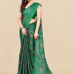 KALINI Floral Printed Poly Chiffon Saree-image-29