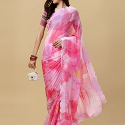 Mitera Floral Pure Chiffon Saree-image-31