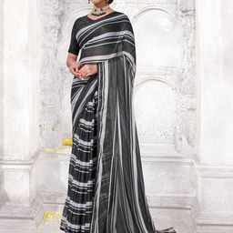 Anouk Striped With Blouse Piece Saree-image-6
