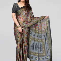KALINI Floral Poly Chiffon Saree With Blouse Piece-29