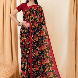 DIVASTRI Floral Georgette Designer Saree-image-6