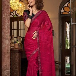 Mitera Embroidered Border Detail Pure Chiffon Saree-picture-19
