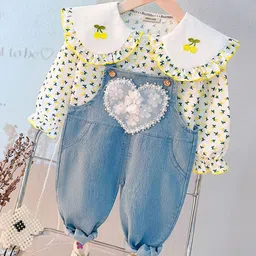 INCLUD Girls Cotton Dungarees With Top-image-6