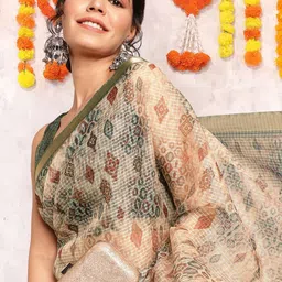 KALINI Ethnic Motifs Printed Zari Kota Saree-image-13