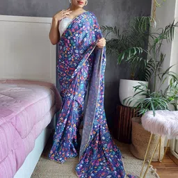 Anouk Floral Printed Poly Crepe Saree-21